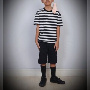 Pugsley Addams Costume (Shirt only) + “Thing” Addams Halloween Prop